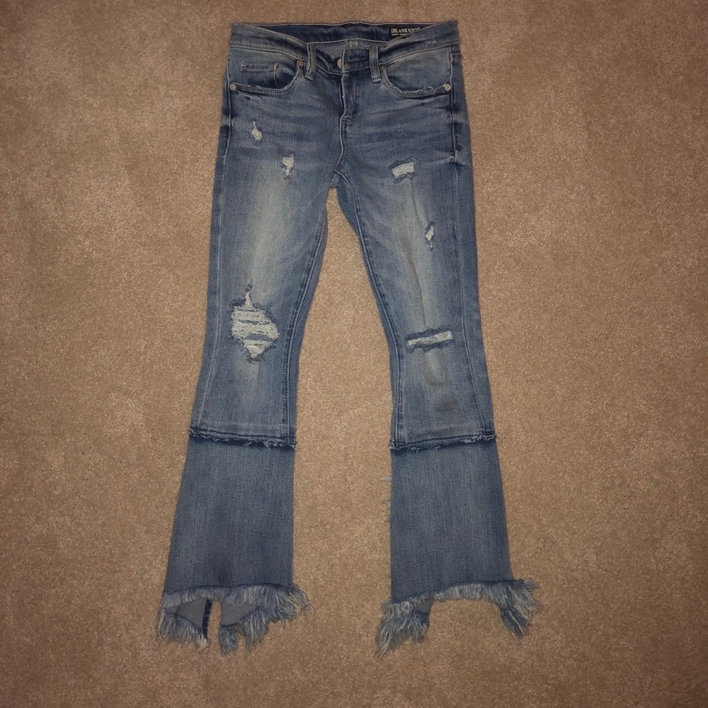 Blank NYC skinny ruffle jeans
